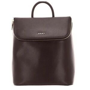 DKNY Black Leather Convertible Flap Backpack